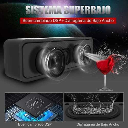 Imagen 7 de 10 de Bocina Bluetooth 5.0 Portátil Altavoces Portátiles Duales