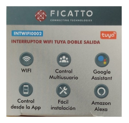 Imagen 2 de 4 de Interruptor Wifi Mini 5a Doble Salida Smart Domotica Ficatto