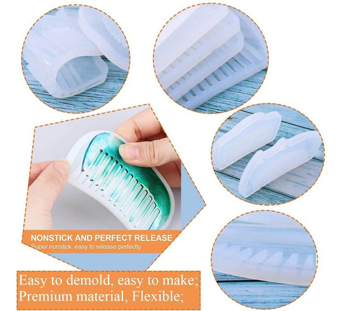 8 Moldes Resina Peines Molde Silicona Para Recoger Cabello