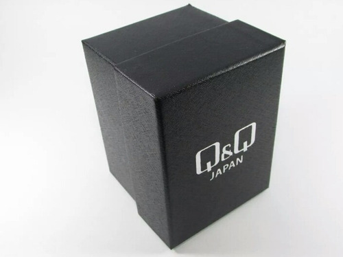 Reloj De Dama Q&q Caja Dorada, Carátula Blanca, Números. Correa Negro Bisel Dorado Fondo Blanco