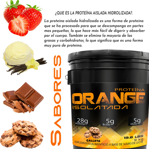 Suplemento Proteína Polvo Isolate Zero Orange 10kg Galleta