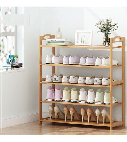 Almacenamiento Zapatos Zapateras 5 Piso Bamboo Organizador C Registro
