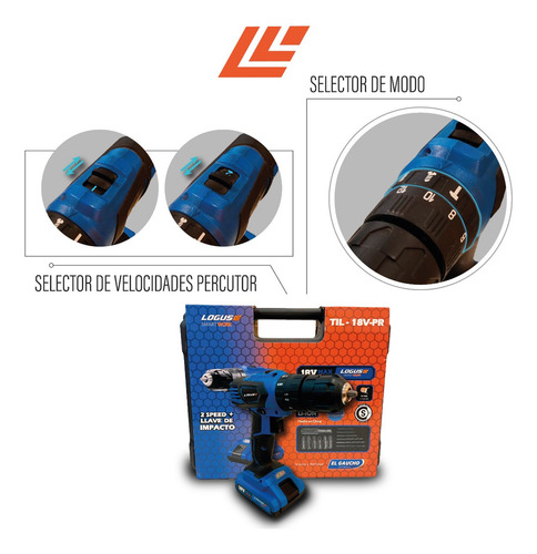Taladro Percutor De Mano Inalambrico 18v Max + Maletin Color Azul