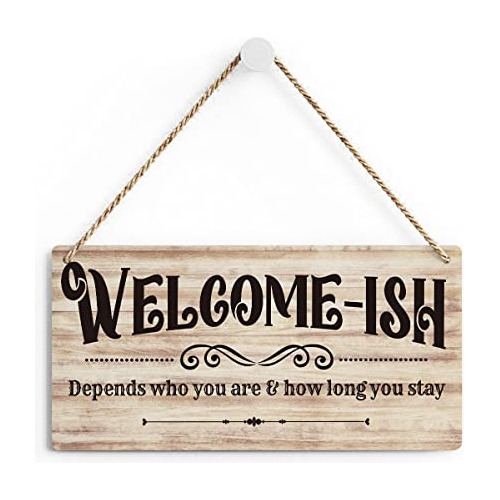 Rustic Welcome Wood Decor Sign, Front Door Welcome Prin...