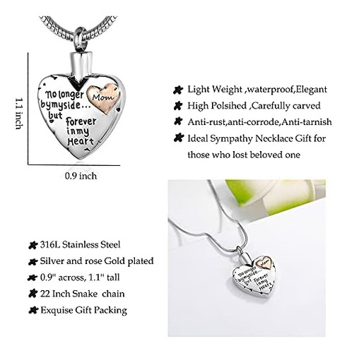 Rimzviux Collar De Urna De Corazón Para Cenizas Mamá Joyería