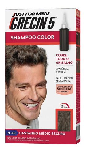Shampoo Grecin 5 Castanho Médio Escuro 60ml Kit C/6