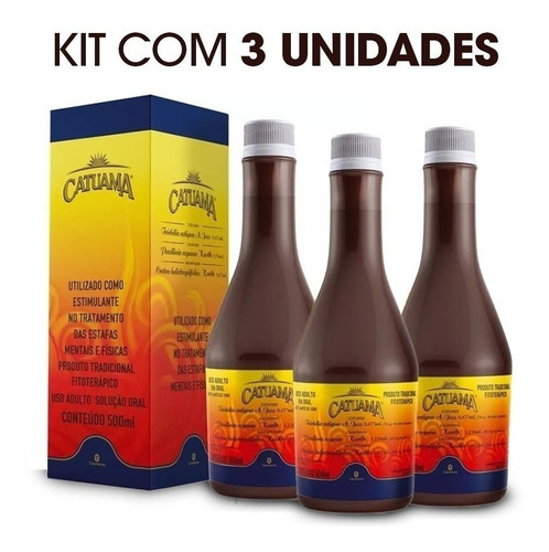 Kit 3 Frascos Catuama Revigorante Fisico Mental 500ml Sabor Catuaba ,guarana E Marapuama