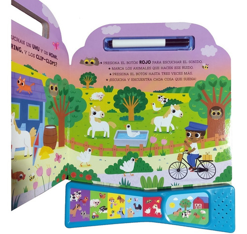 Libro Pizarra Con Sonidos De Animales En La Granja +3 Años