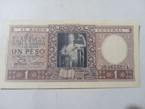 Billete Un Peso Moneda Nacional Argentina Serie A 
