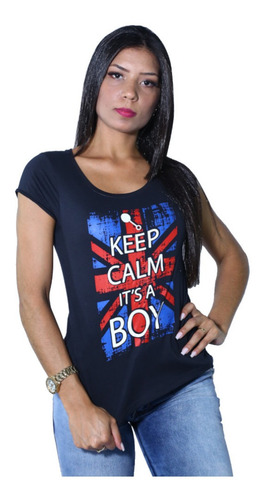 Camiseta Grávida De Menino Keep Calm It's A Boy