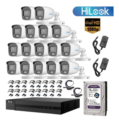 Imagen 4 de 8 de Kit Seguridad Dvr 16ch Hikvision +16camaras 2mp Colorvu +1tb