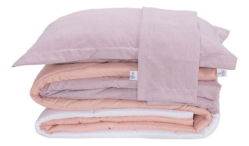 Kit Edredom Dupla Face Casal Queen 7 Peças 400 Fios Cor Rosa