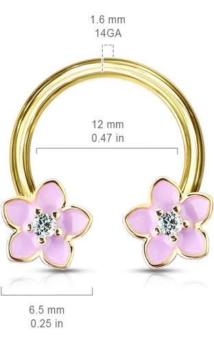 Flor De Esmalte Rosa Calibre 14 Con Barra Circular Central C