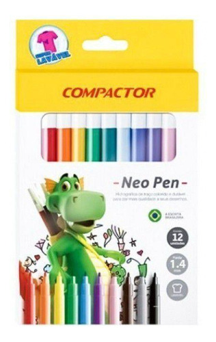 Caneta Hidrográfica Compactor Neo-pen Gigante 12 Cores