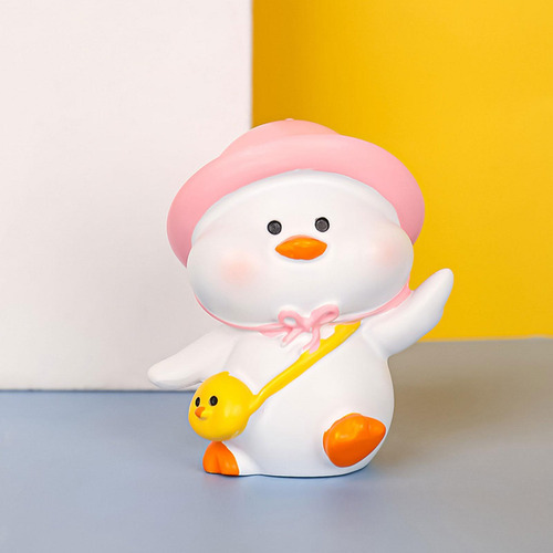 Bonita Estatua De De Dibujos Animados, Con Sombrero Rosa