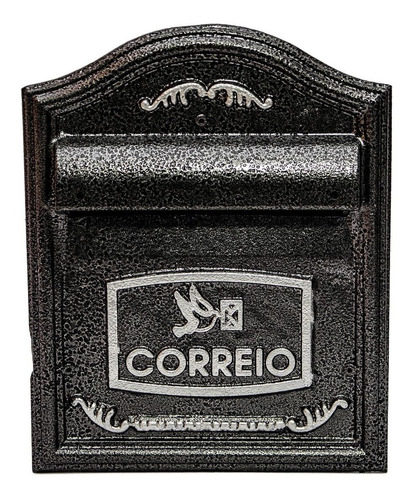 Caixa De Correio / Correspondência Luxo Colonial P/ Parede Muro Ou Portão (medida Frontal 28x22 Cm) Preto Prata
