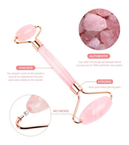 Rodillo Facial Jade Cuarzo Rosa Masajeador Estuche Deluxe