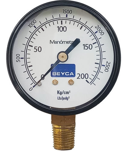 Manómetro 200 Kg/cm² 63 Mm Rosca 1/4 Inferior Beyca Mm2-34 