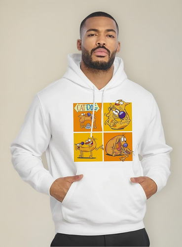 Sudadera Con Gorro Cuadros De Caricatura Perro Y Gato