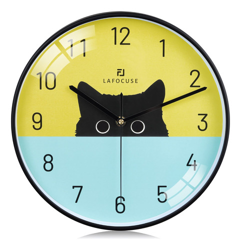Lafocuse Reloj De Pared Silencioso De Gato Negro Sin Tictac 