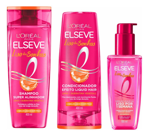 Kit Elseve Liso Dos Sonhos 400ml Shampoo/condicionador/serum