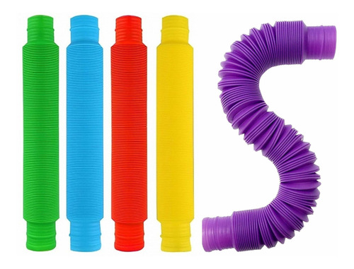 Ja-ru Pull Pop Tubes Sensory Fidget Toys (4 Tubes Assorted) 