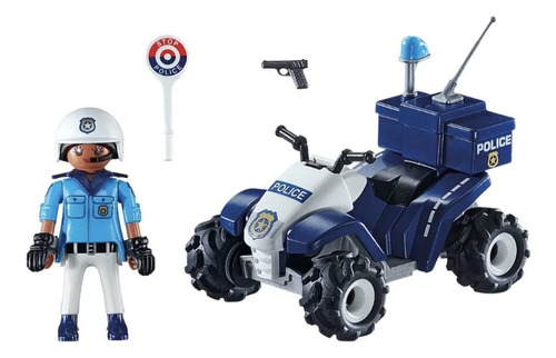 Figura Armable Playmobil City Action Policía Speed Quad 21 Policía (Usado)