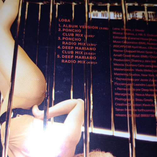 Shakira She Wolf Cd Single Sencillo Loba 2009 Cd (Usado)