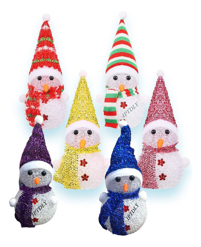 3 Muñeco De Nieve Navidad Decoración Luces Color Surtid 17cm