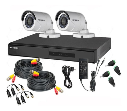 Kit De Seguridad Completo 2 Cámaras Hikvision Hd Exteriores 