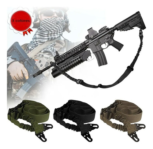 Portafusil Tactico Bungee 2 Punto Eslinga Militares Caza Ejercito Verde