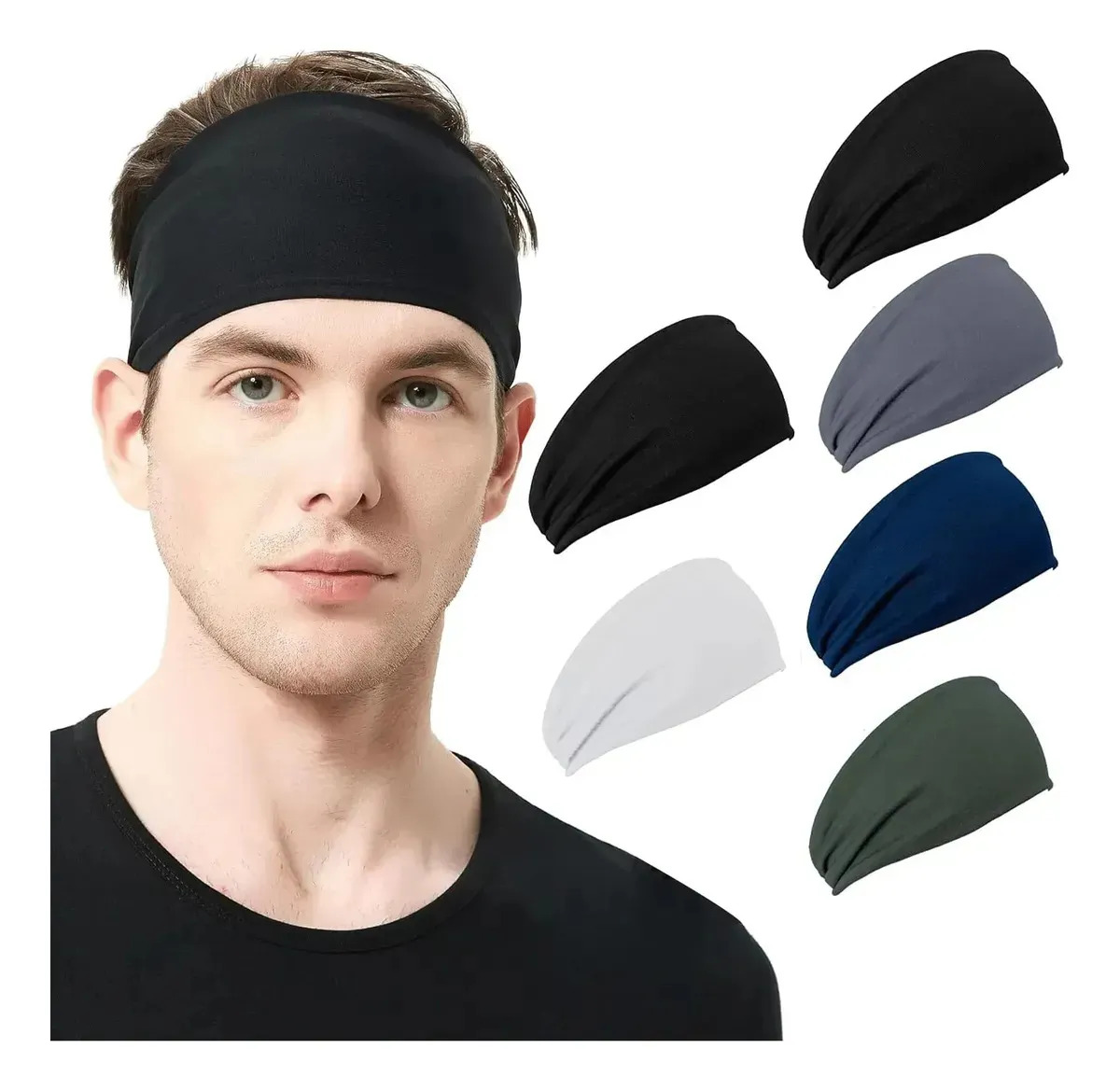 ZFzouFan Men's And Women's Sports Headbands - 6 Pieces Sweat-absorbing Headbands For Fitness Running Rugby Baseball Baseball Yoga High-intensity Interval Training Unisex Sweat Band