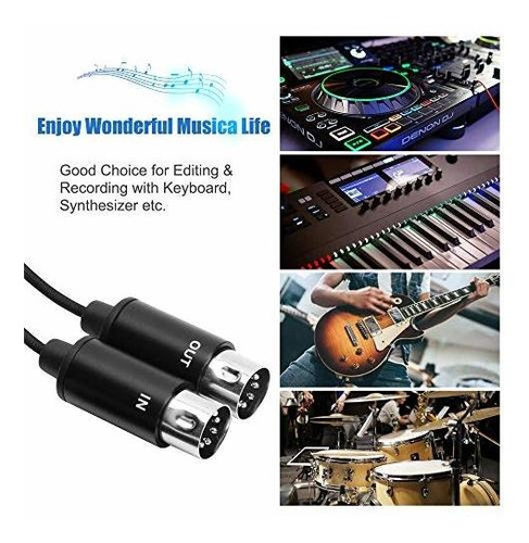 Midi To Usb Interface Cable Adapter With Input Output Piano