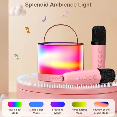 Micrófono Doble Para Niños Con Luces Led, Karaoke Para Niños
