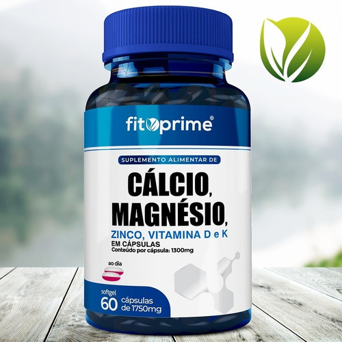 Imagem 2 de 3 de 4 Potes Cálcio Magnésio Zinco Vitaminas D3 K2 Com 60cps