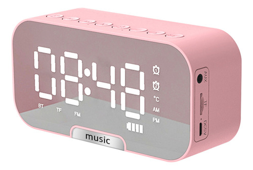 Cc Despertador Digital Com Espelho E Alto-falante Bt, Rádio