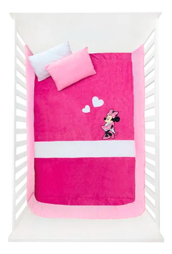 Cobertor Cuna Chiqui Mundo Bordado Minnie Color Rosa