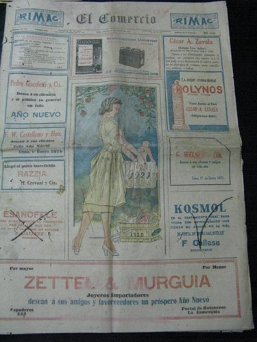 Mercurio Peruano: Periodico El Comercio  1 Enero 1921 L92