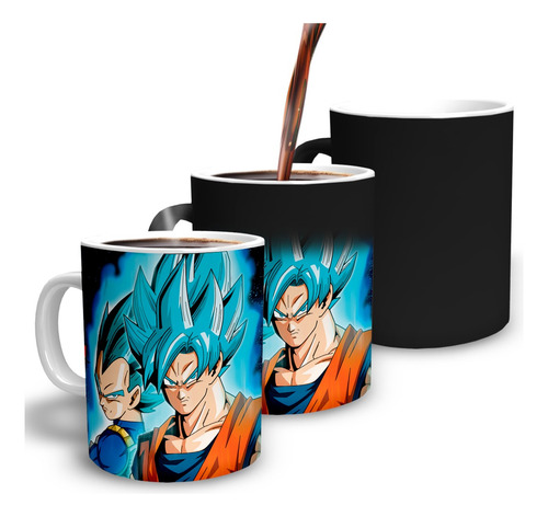 Taza Mágica De Goku Y Vegeta Ssj Blue - Cerámica Conda