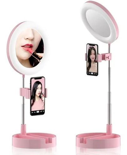 Aro De Luz 6  Con Espejo Y  Soporte Teléfono Plegable Makeup
