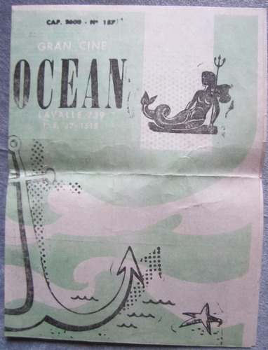 Antiguo Programa De Gran Cine Ocean Buenos Aires 1962