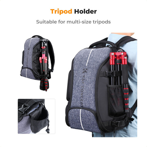 / K&f Concept Mochila Para Câmera 25l De Grande Capacidade