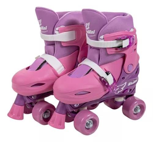 Patins Infantil Menina Quad Roller Skate Ajustável 4 Rodas