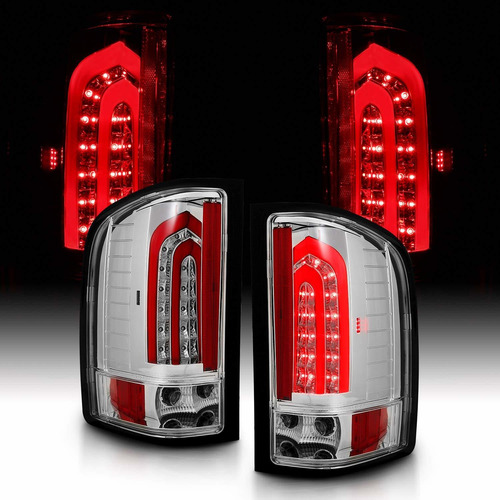 Luz Trasera Tubo Led Color Rojo Cromado Resistente -