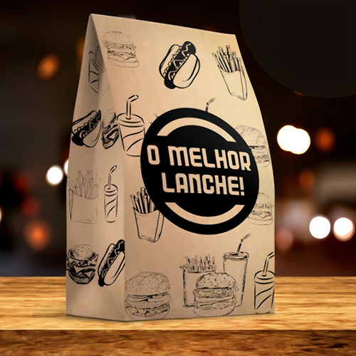 Kit de embalaje de bolsas de papel para hamburguesas Kraft G Delivery | Ifood