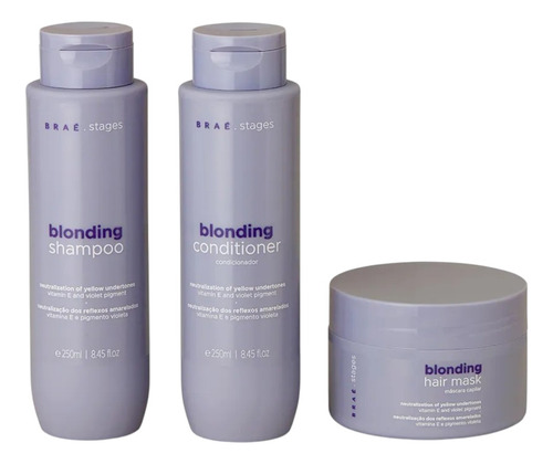 Kit Braé Stages Blonding Shampoo, Cond 250ml E Máscara 200g