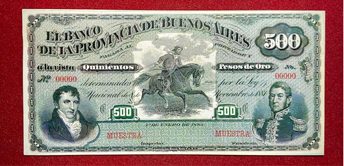 Billete Facsímil 500 Pesos De Oro Argentina Banco Provincia