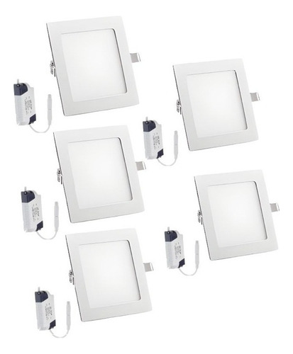 Pack X5 Focos Plafon Led Cuadrados Embutidos 9w 4340 Calida