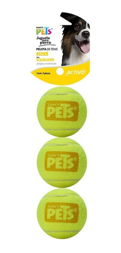 Pelotas Tenis Squeaker Chicas Sonido 3 Pzas Perro Fancy Pets