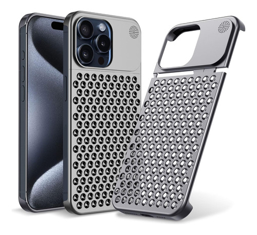 Funda Para iPhone 15 Pro 6.1 De Aleacion De Aluminio Gris